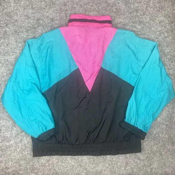 Vintage Windbreaker Women Large Forteza Colorblock Retro Nylon Parachute 80s - Picture 8 of 16